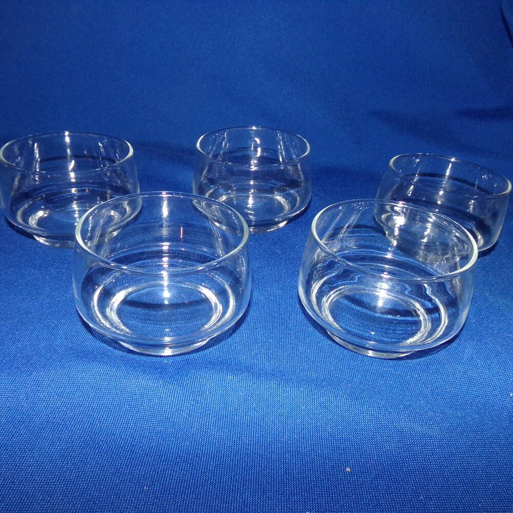 Vintage Glass Dessert Cups - Stackable - Pudding, Mousse, Custard, 5 Bowl Set